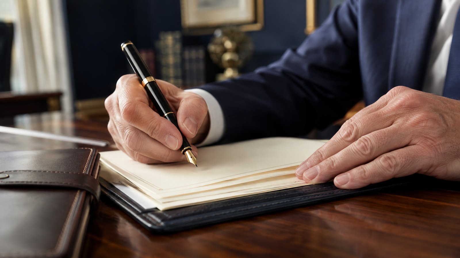 Signing estate planning documents with a fountain pen